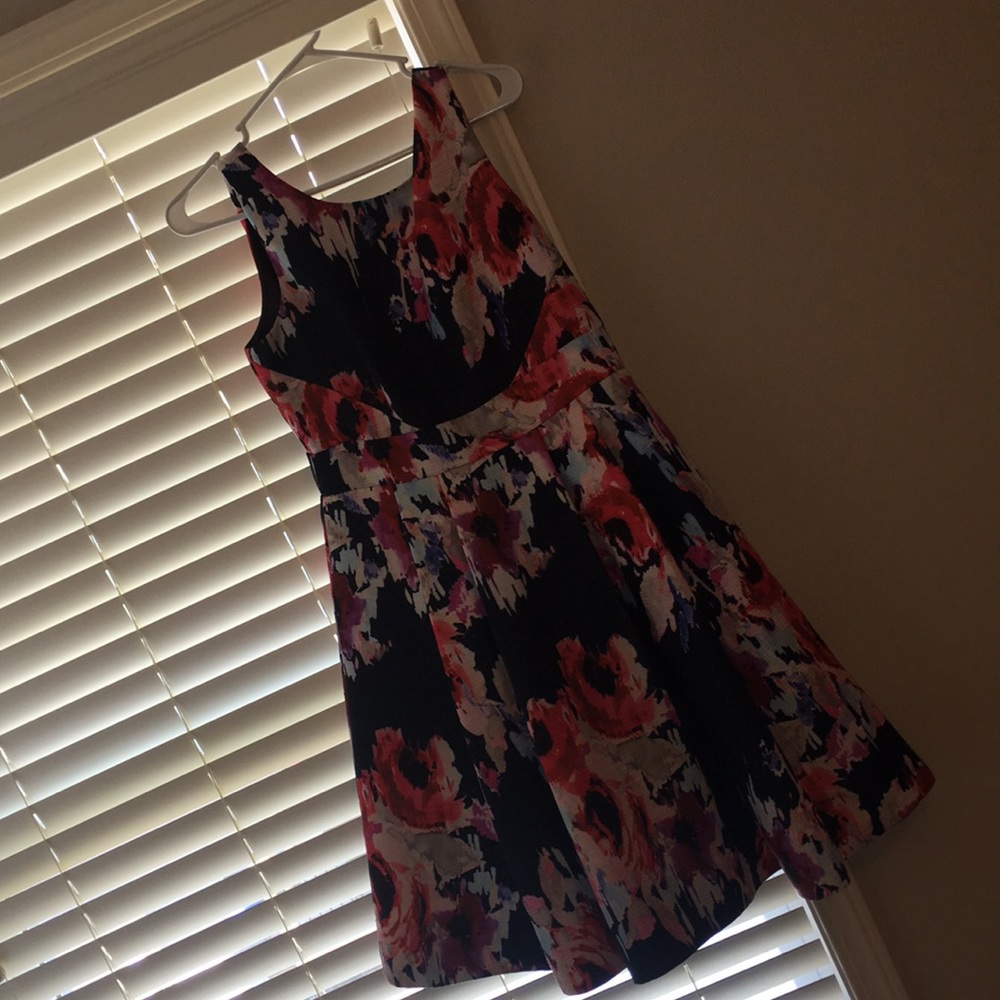 Kate Spade Navy and Coral Floral Bow Dress